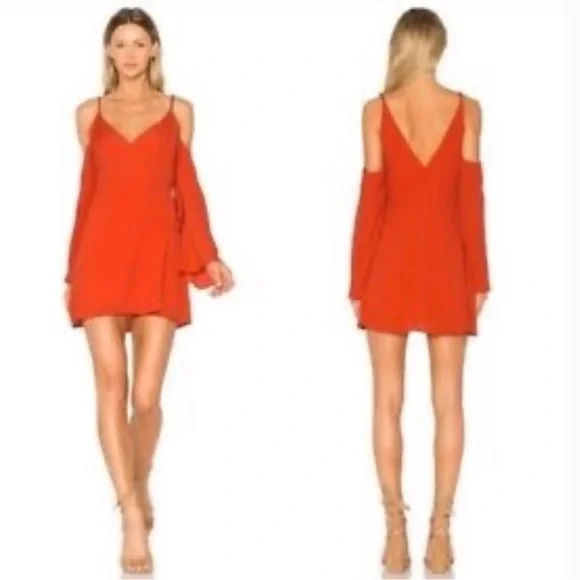 open lace back dress Cora Orange Tie Back Mini Dress - US 16 main image 1